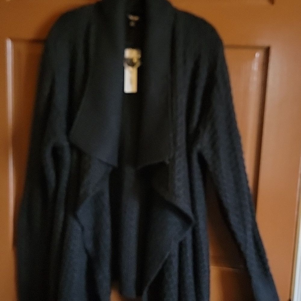 APT 9-Black Wool blend open front Asymmetrical sweater Size XL. NWT.